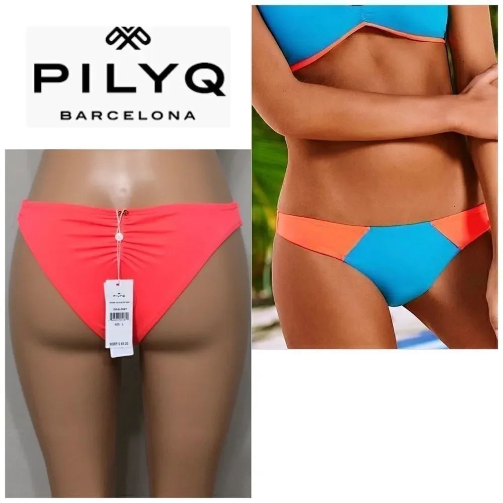 PILYQ bright orange and blue bikini bottom. NWT
